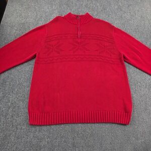 CHAPS Men's‎ Red Quarter Zip Pullover Sweater Snowflake Pattern XL Christmas